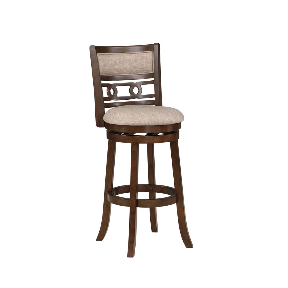 Gia 29" Solid Wood Swivel Bar Stool with Fabric Seat in Cherry
