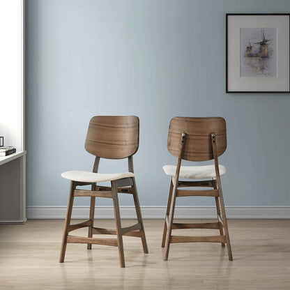 Oscar Wood Counter Dining Chairs in Walnut (Set of 2)