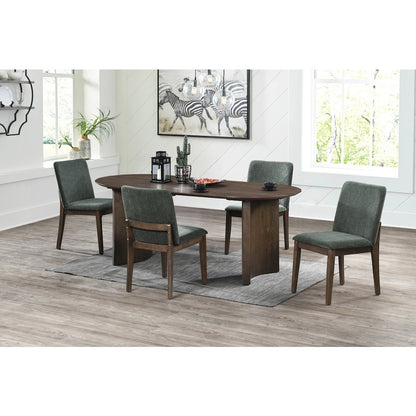 Kody 5-Piece Wood Oval Dining Table Set in Walnut/Green