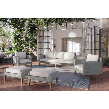 Carezza 5-Piece Wood Patio Conversation Set, Taupe