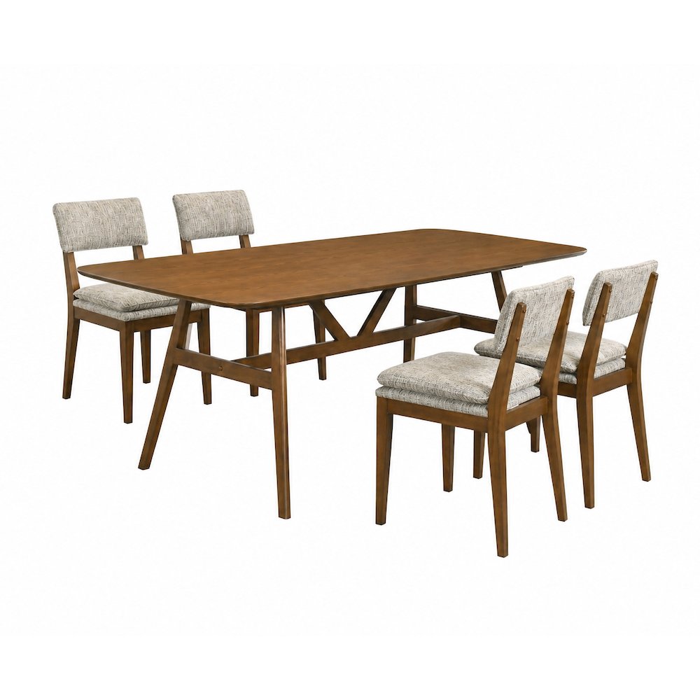 Miller 5-Piece Wood Rectangular Dining Set in Walnut