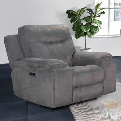 Teddy Fabric Recliner with Power Headrest and Footrest in Gray