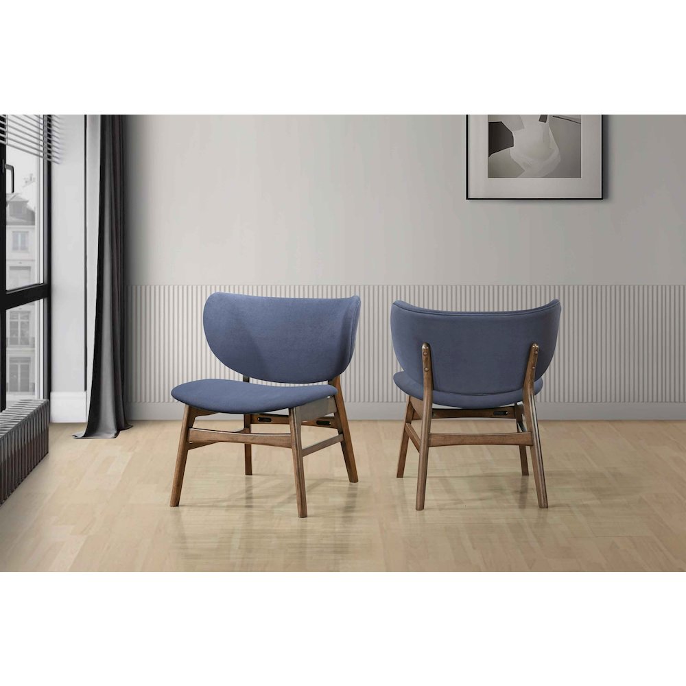 Adler 2-Piece Wood & Fabric Lounge Chair in Blue