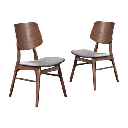 Wood Dining Chair Set of 2 Mid-Century Dark Gray