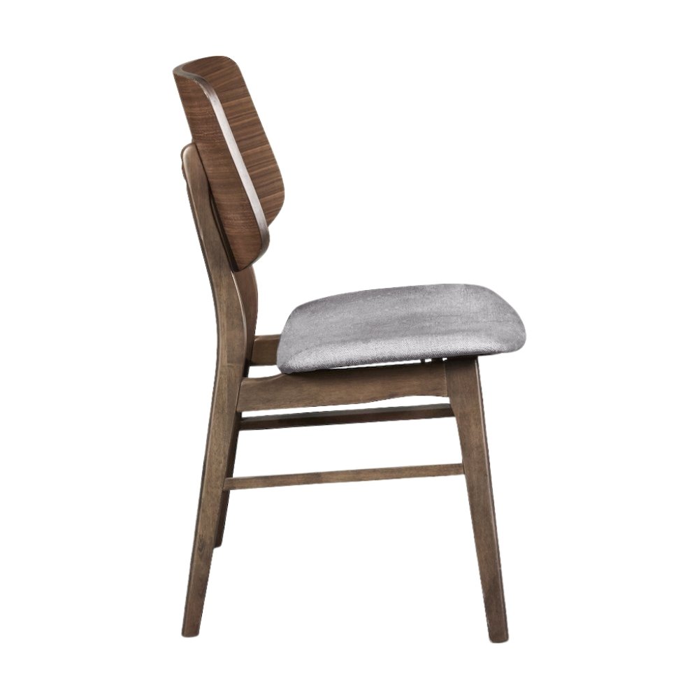 Wood Dining Chair Set of 2 Mid-Century Dark Gray
