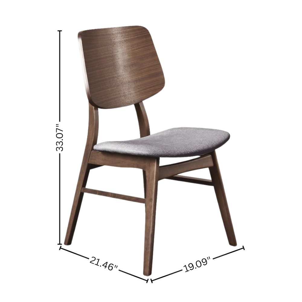 Wood Dining Chair Set of 2 Mid-Century Dark Gray