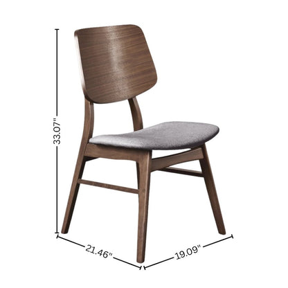 Wood Dining Chair Set of 2 Mid-Century Dark Gray