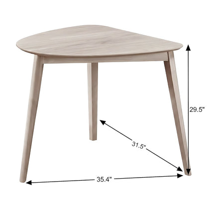 Solid Wood Corner Table with Ash Veneer Top, Small Side Table, White