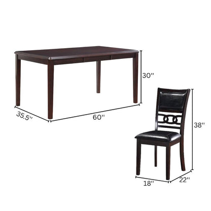 Brown Rectangular Dining Table Set for 4, Kitchen Table Chairs Set of 4