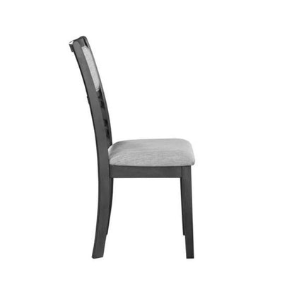 Wood Dining Chair Set of 2, Contemporary Gray Finish, Upholstered
