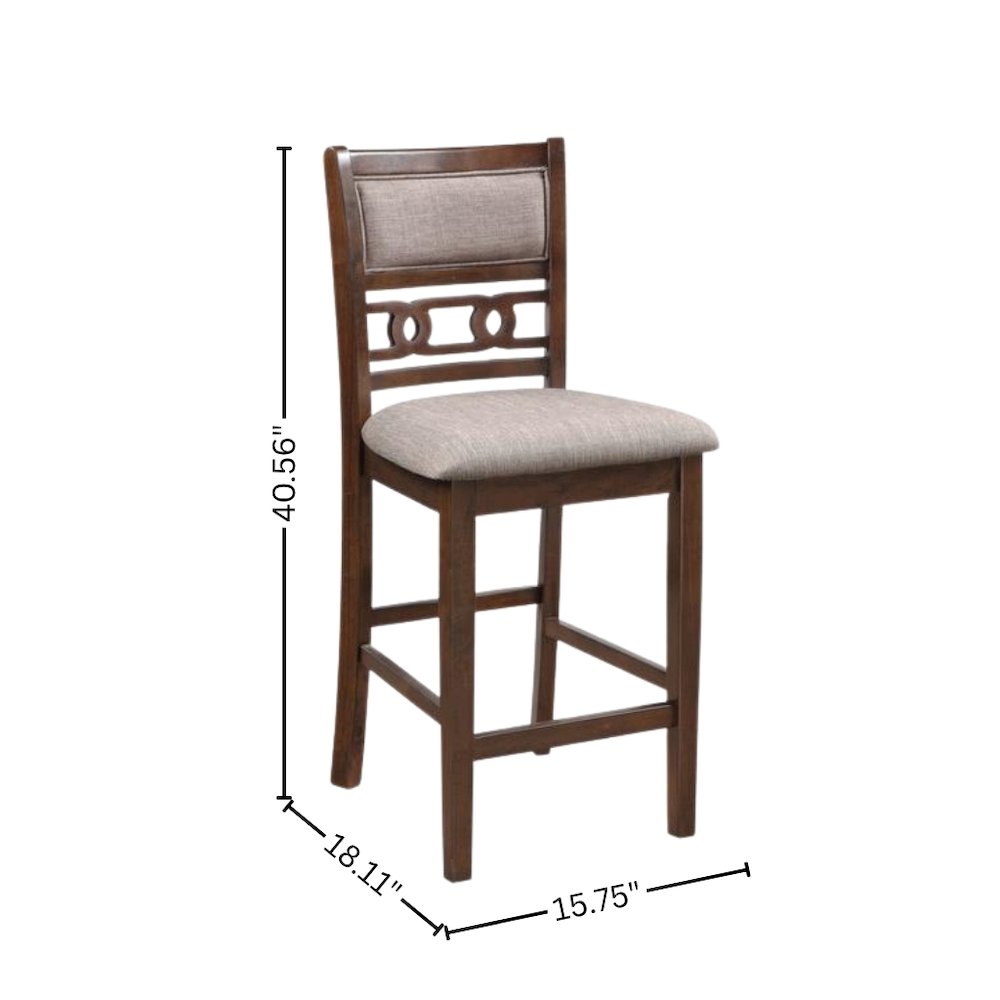 Solid Wood Counter Chairs Set of 2 Cherry Brown