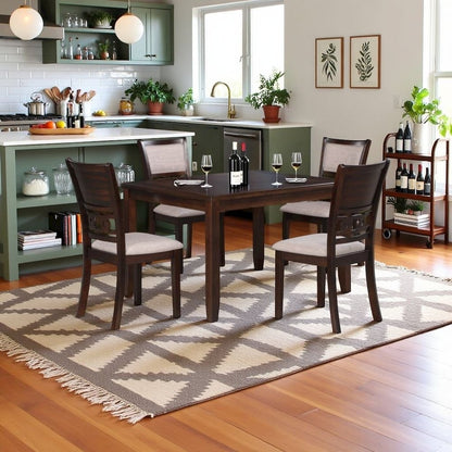 Wood Square Dining Table Set for 4 – Small Kitchen Table Set in Brown