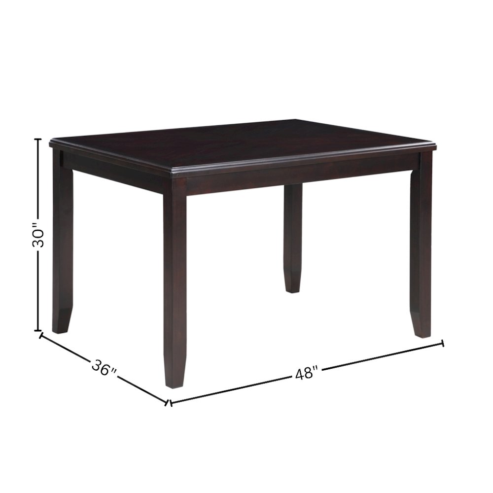 5-Piece Rectangular Dining Set 48" Table 4 Chairs Ebony Brown