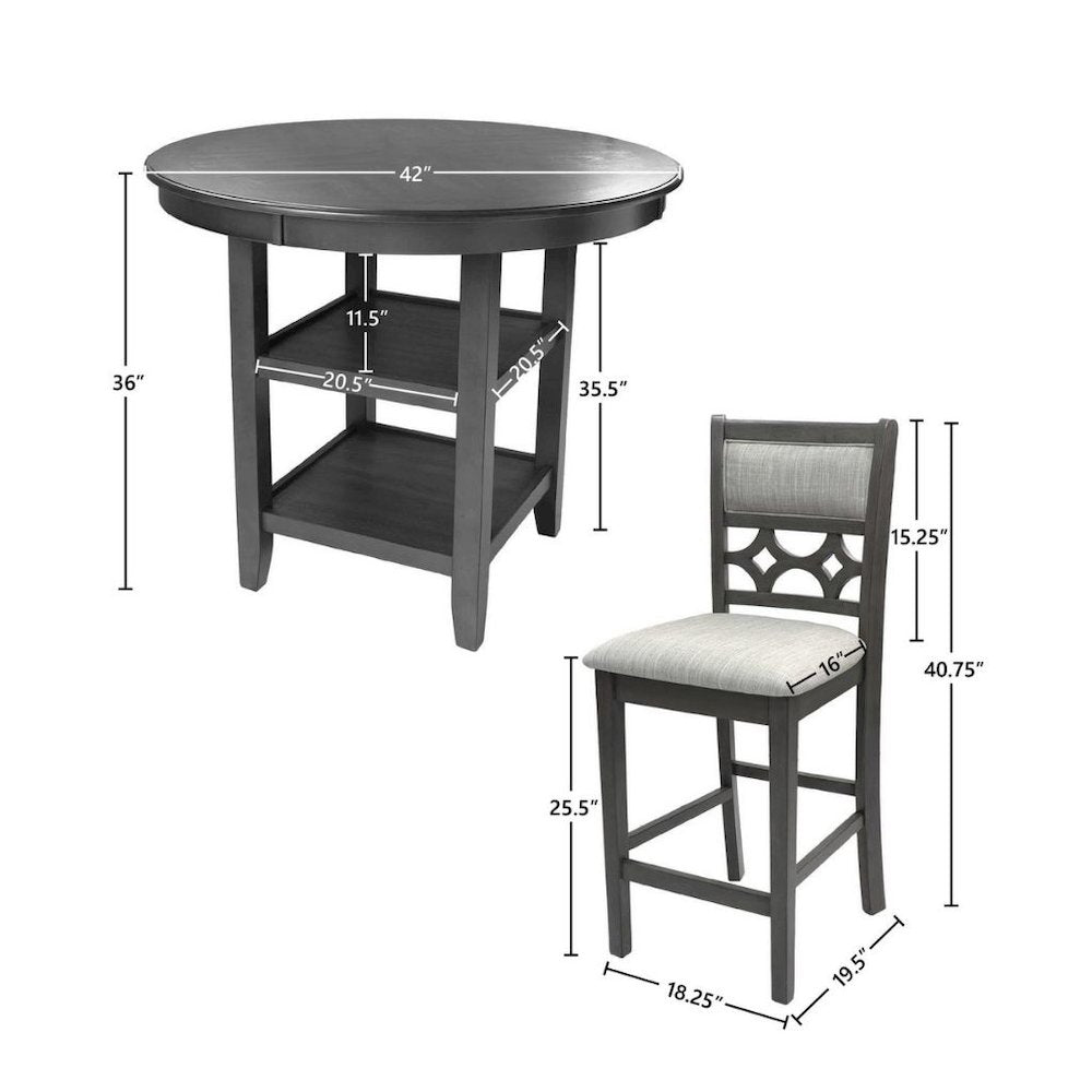 Gray 5 Piece Dining Table Set with Storage, High Top Chairs Design