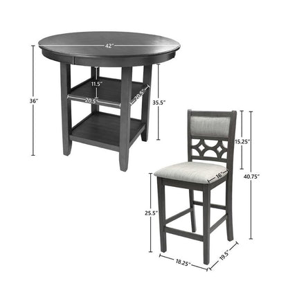 Gray 5 Piece Dining Table Set with Storage, High Top Chairs Design