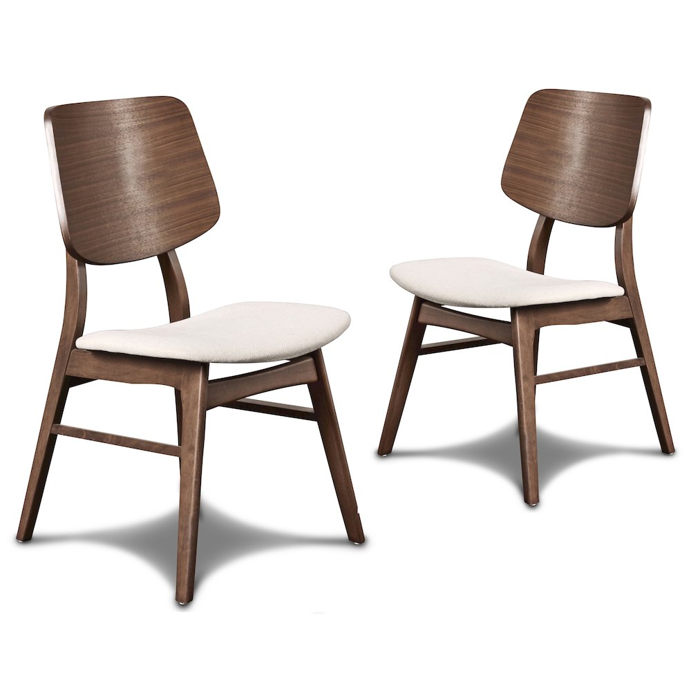 Oscar 5-Piece Wood Round Dining Table Set in Walnut/Beige