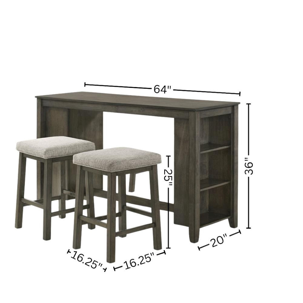 Bar Table with Stools – Small Kitchen Table for 2 in Solid Wood Finish