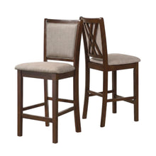 Polyester-Upholstered Counter Stool with Solid Rubberwood Legs and Back