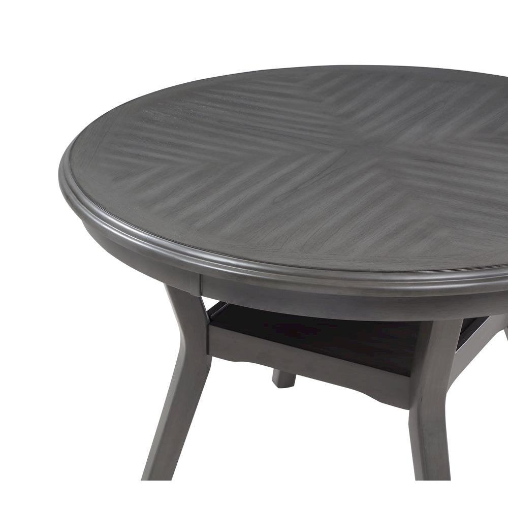 Gray Wood Round Dining Table Set for 4 – Kitchen and Dining Room Use