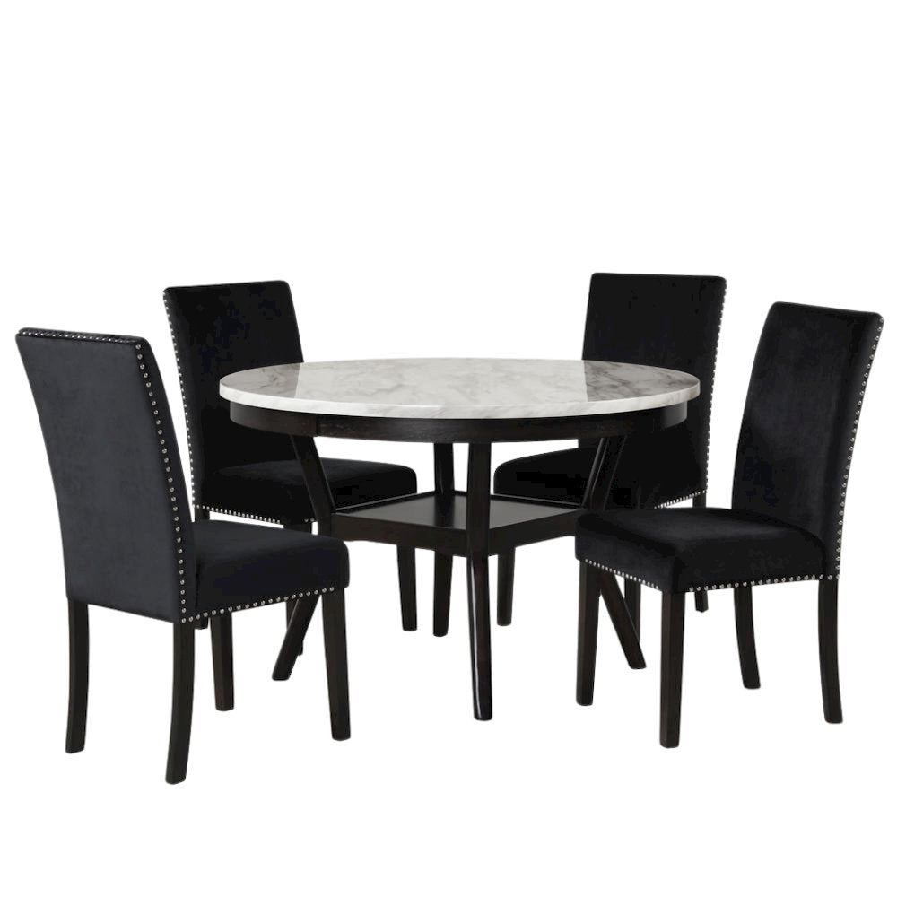 Counter Height Kitchen Table, Round Marble Dining Table in Brown Wood