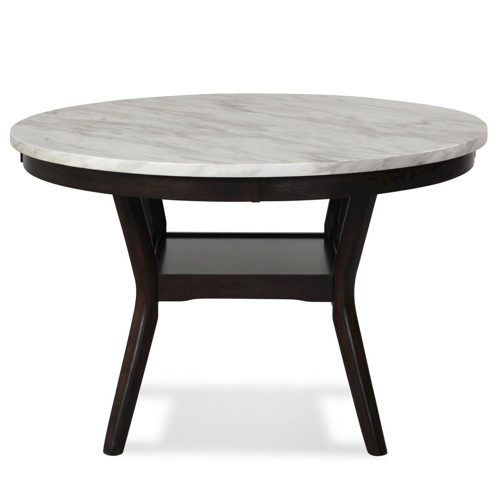 Counter Height Kitchen Table, Round Marble Dining Table in Brown Wood