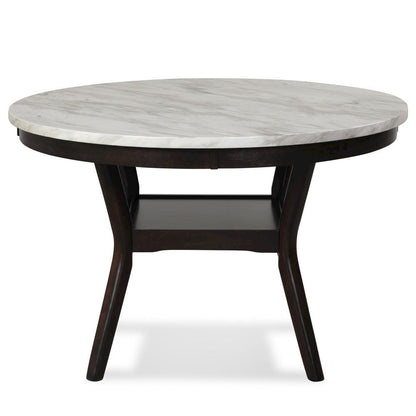 Counter Height Kitchen Table, Round Marble Dining Table in Brown Wood
