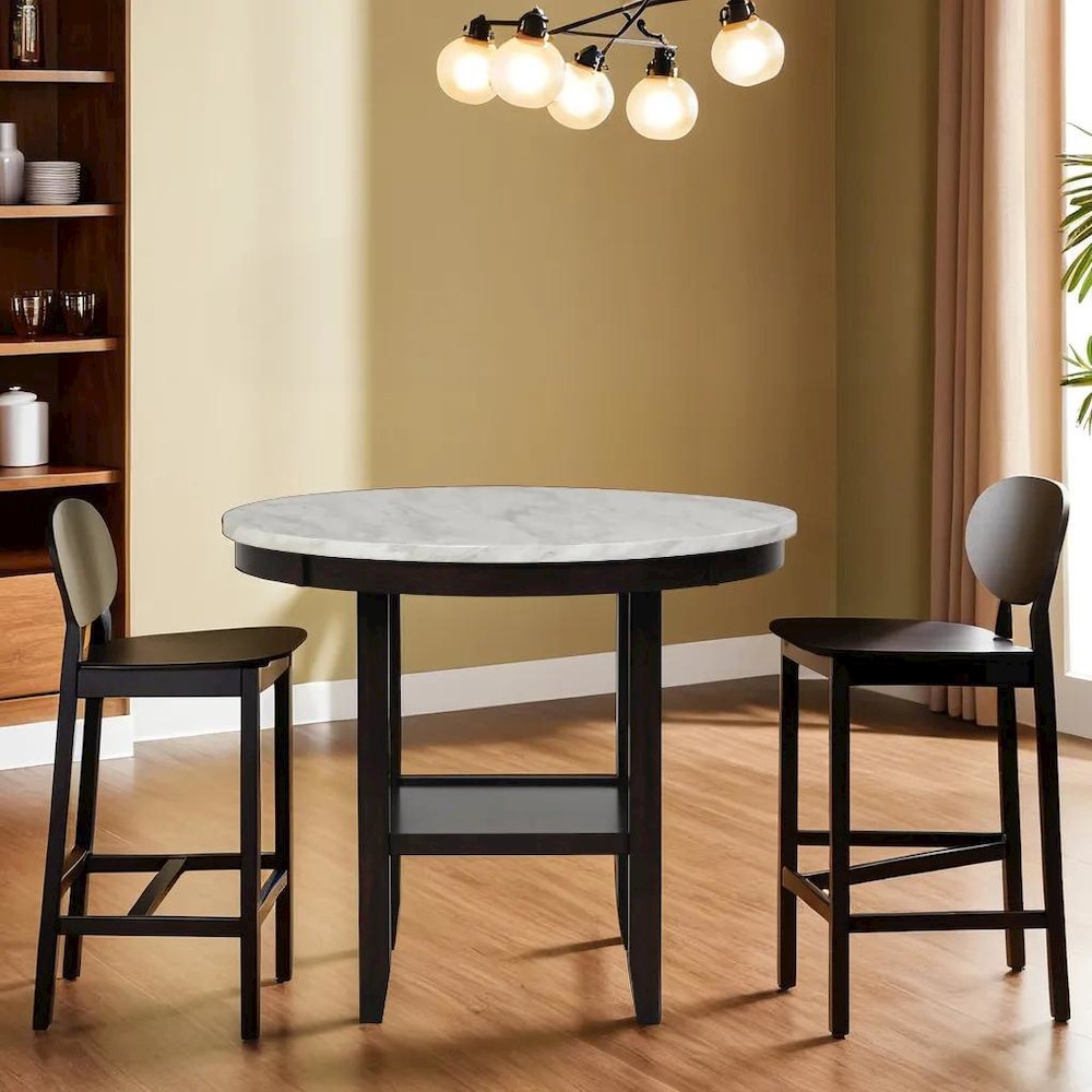 Round Wood Counter Table in Espresso Brown, Ideal for Dining Spaces