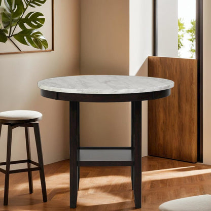 Round Wood Counter Table in Espresso Brown, Ideal for Dining Spaces