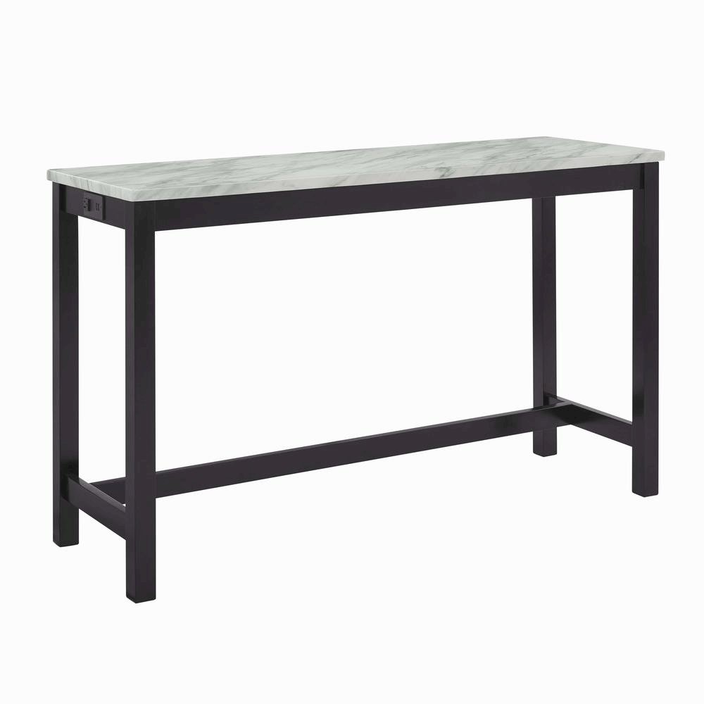 Bar Table Set, Console Table with Stools, Wood Sofa Table with Stools Black