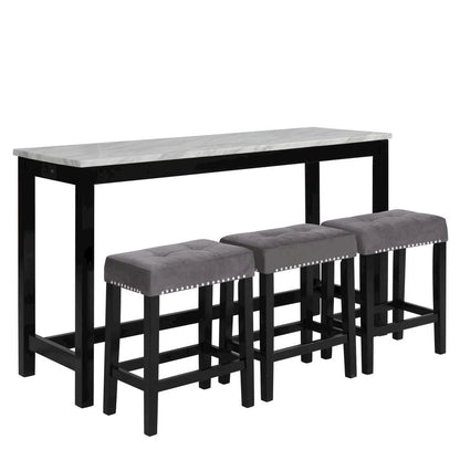 Gray Bar Table Set with Stools – Console and Sofa Table Seating Combo