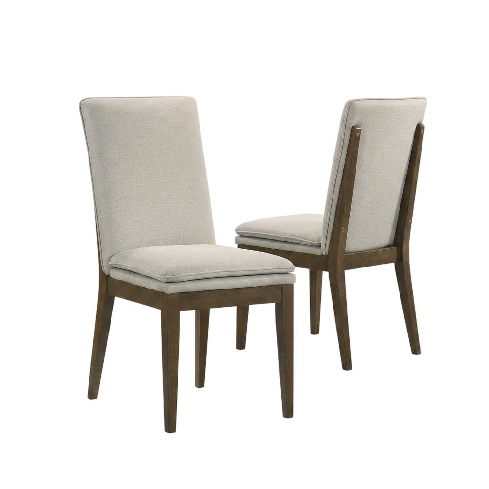 Upholstered Dining Chair with Cushion, Walnut-Leg Wood Kitchen Chairs, Set of 2