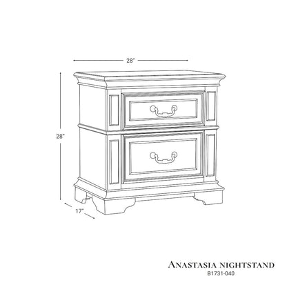 Anastasia Wood Nightstand in Ant. White (Set of 2)