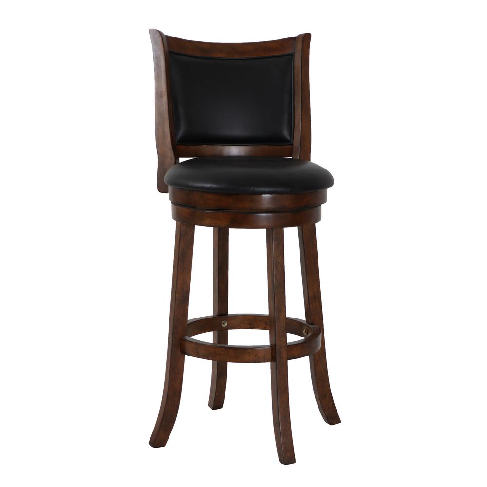 Bristol Wood Swivel Bar Stool with PU Seat in Dark Brown