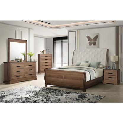 Coventry Hall 5Pc Wood King Bedroom Set, Chest in Pecan