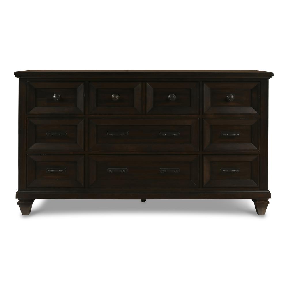 Furniture Sevilla Solid Wood 9-Drawer Dresser in Walnut