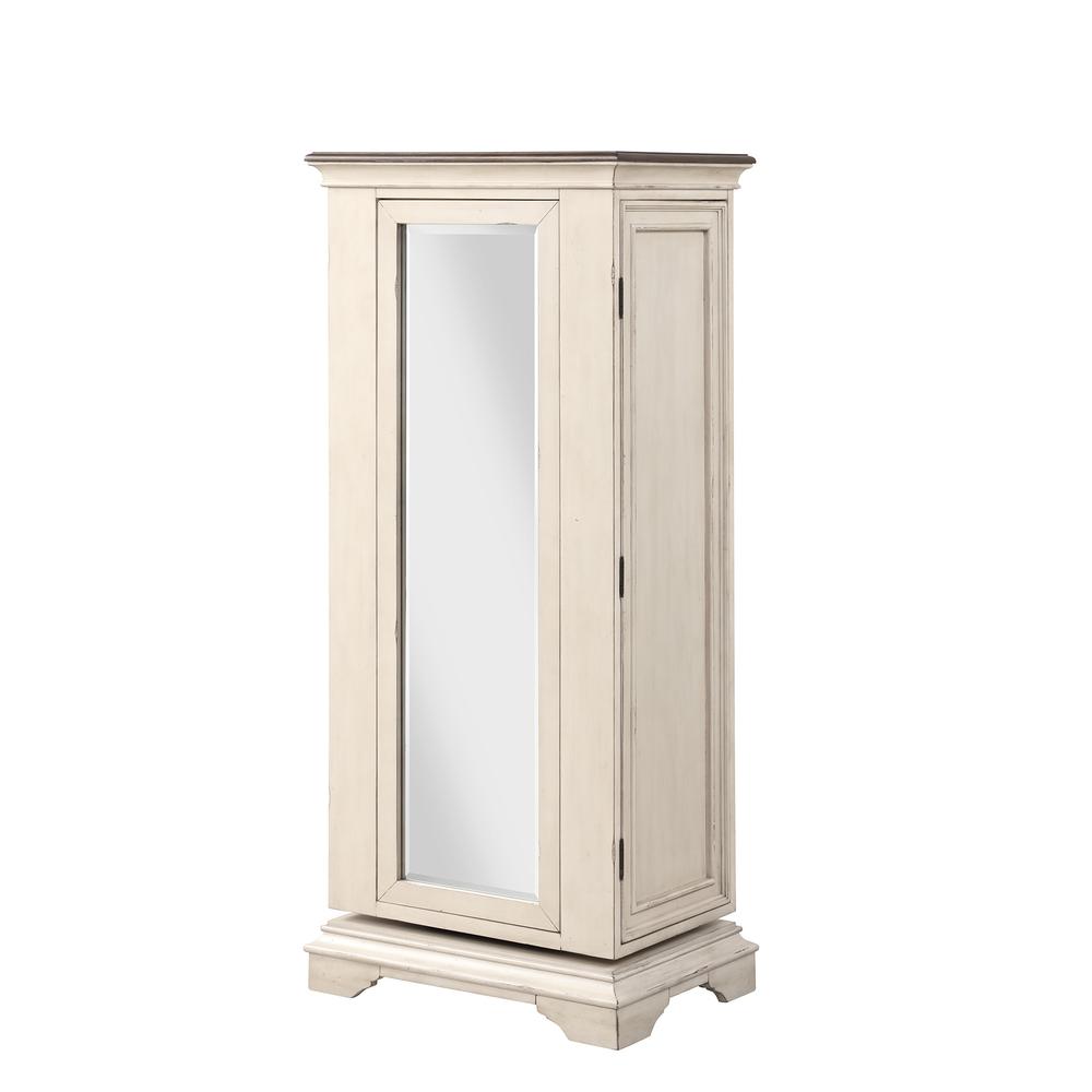Furniture Anastasia 6-Drawer Wood Chest with Mirror in Ant White