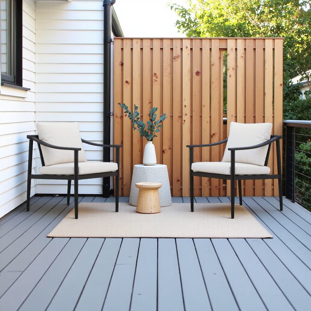 White Outdoor Chairs Set of 2, Metal Patio Chairs for Garden or Deck Use