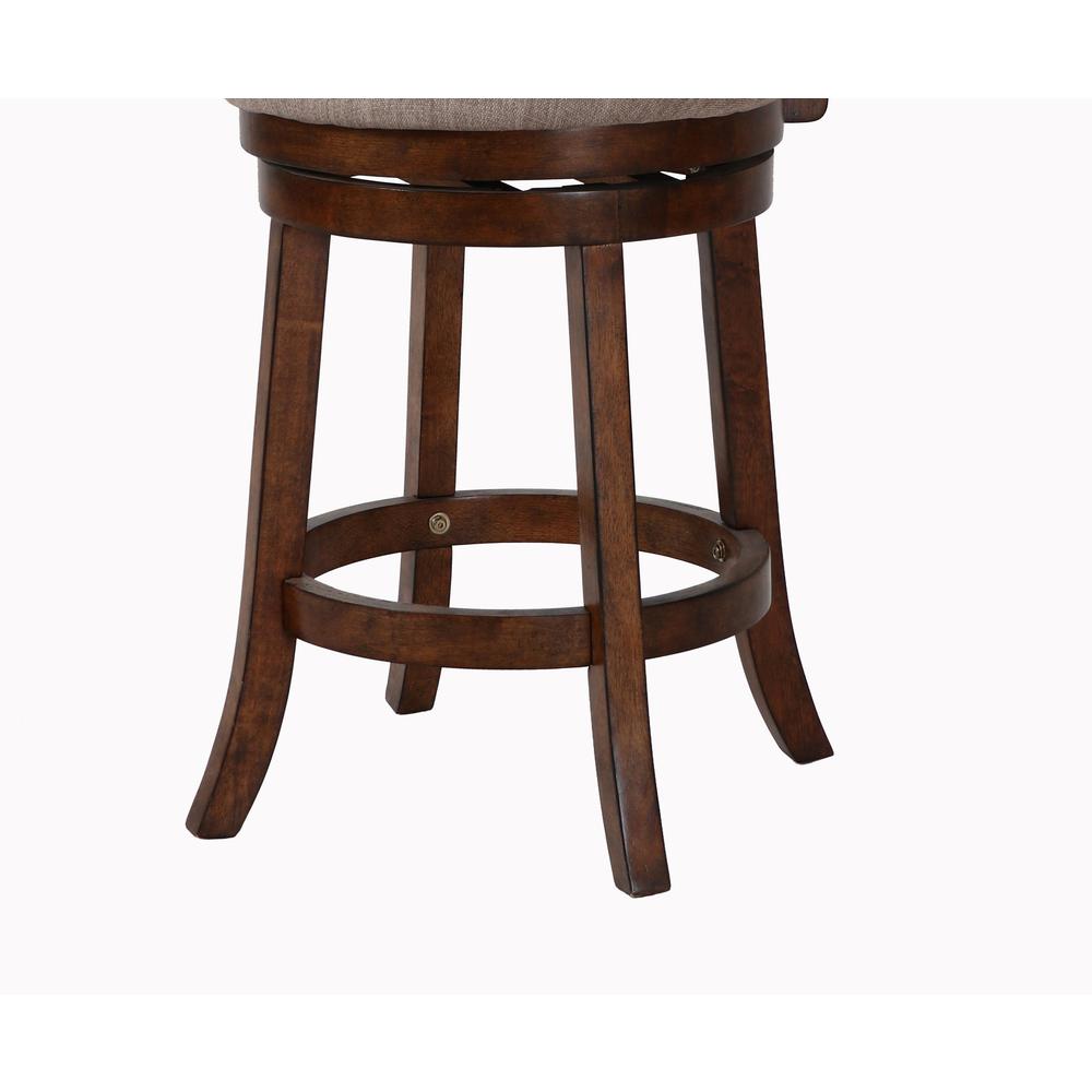 Aberdeen Wood Swivel Counter Stool with Fabric Seat in Dark Brown