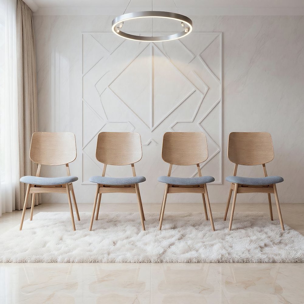 Oscar Wood Dining Chair in White Ash/Gray (Set of 4)