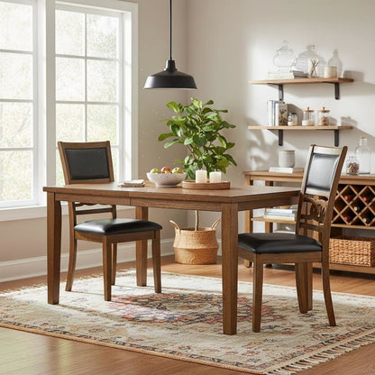 Faux Leather Dining Chairs Set of 2 Contemporary Brown