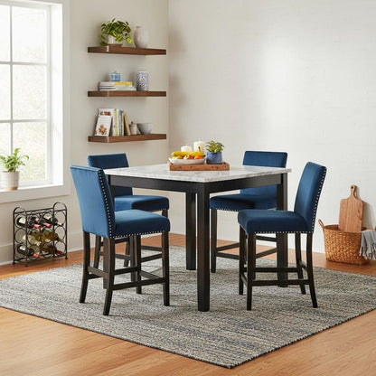 5-Piece Faux Marble Counter, Set of 4 Chairs