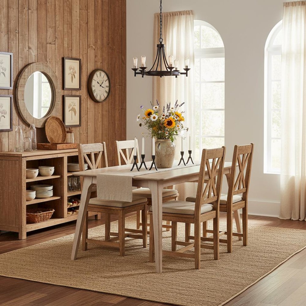 White Ash 60" Rectangle Wood Dining Table, Mid-Century Modern