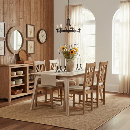 White Ash 60" Rectangle Wood Dining Table, Mid-Century Modern