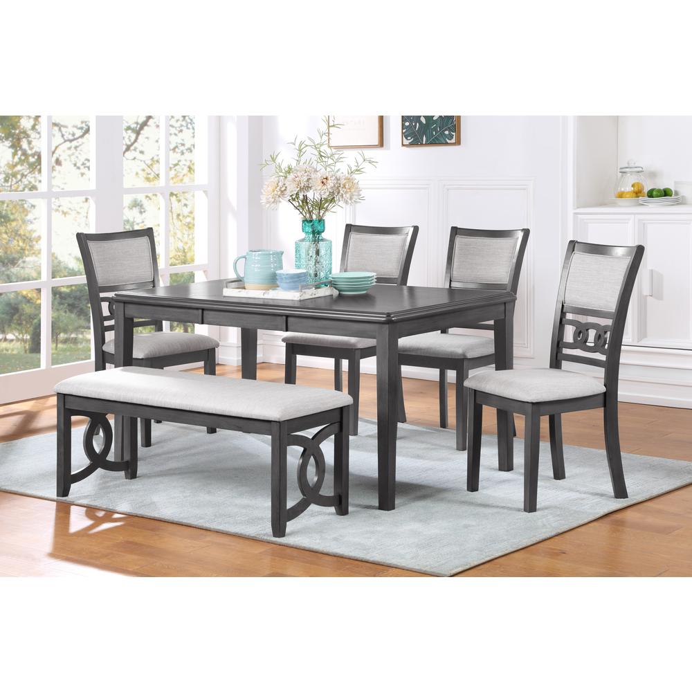 Gia 6 Pc Dining Table, 4 Chairs & Bench -Gray