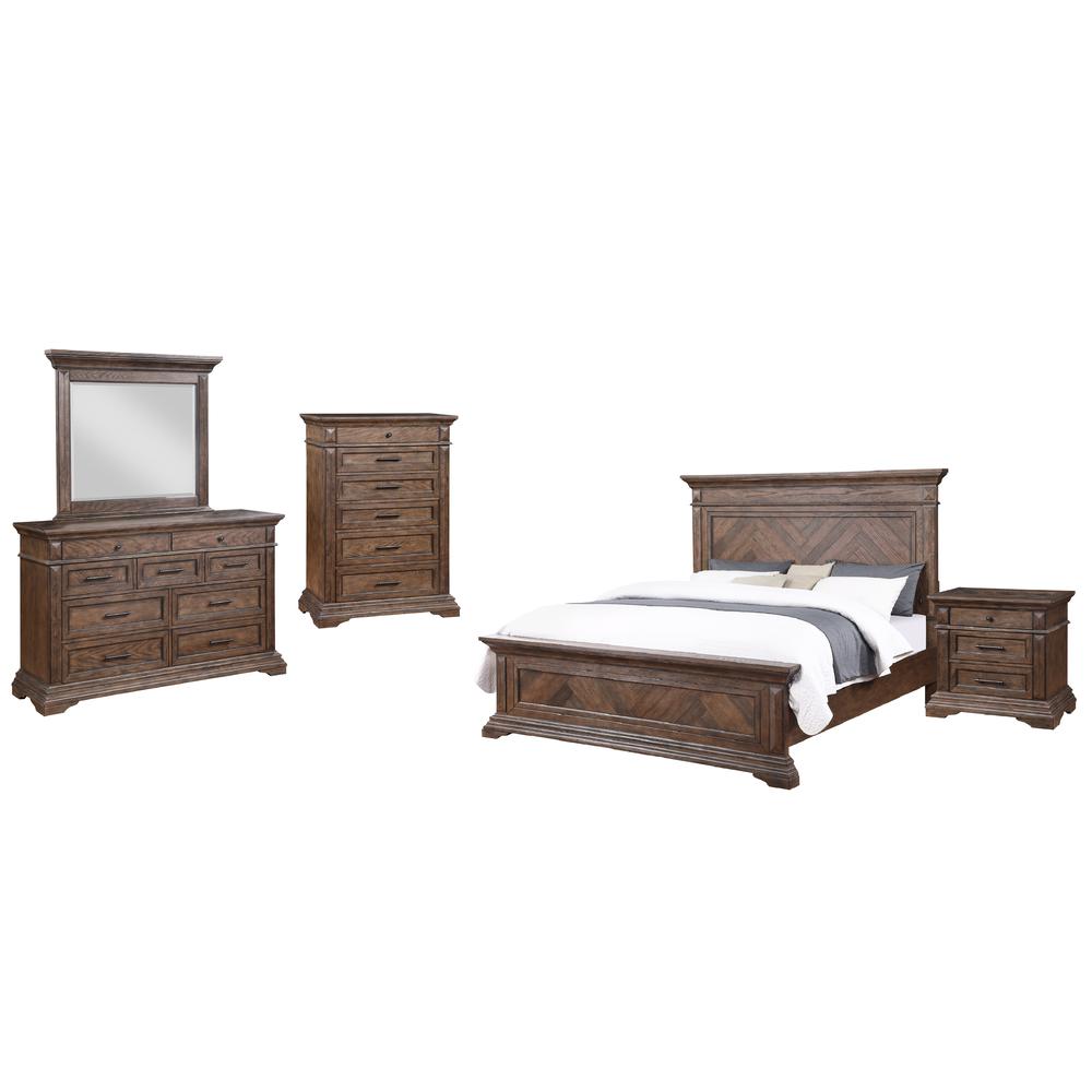 Furniture Mar Vista 5-Piece King Wood Bedroom Set in Walnut