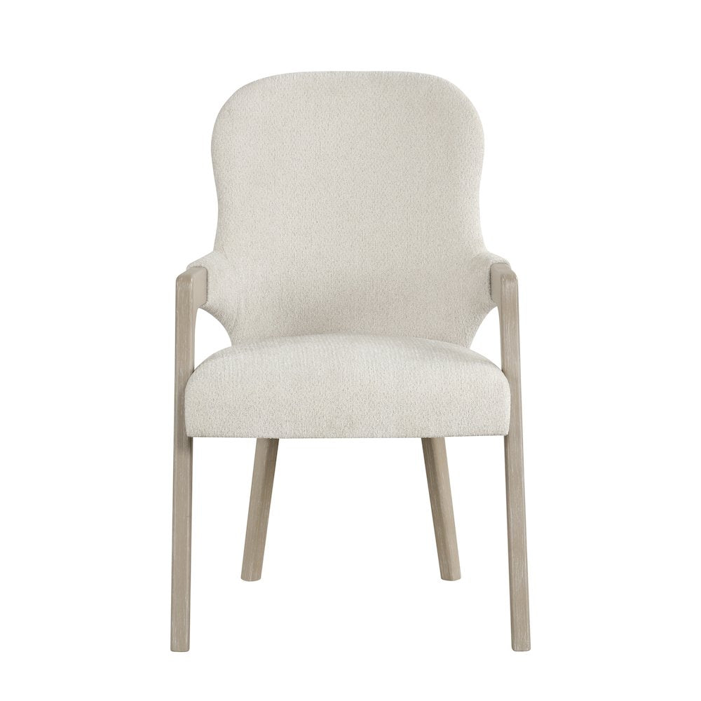 Gwendolyn 5-Pc Wood Round Dining Set w Arm Chairs in Taupe