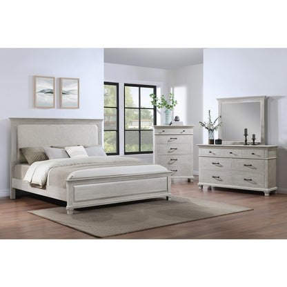 Silver Sands 4Pc Wood King Bedroom Set w Chest in Gray