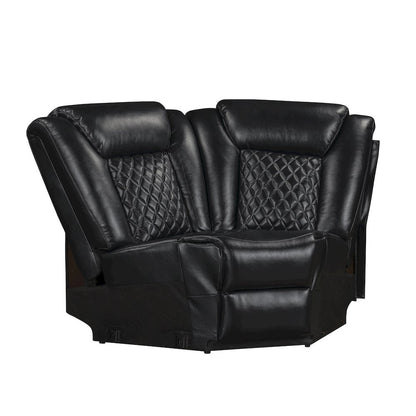 Orion II 3-Pc Faux Leather Power Sectional, Black
