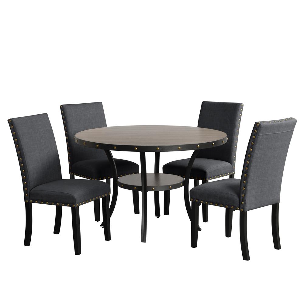 Furniture Crispin 48" Round Melamine Wood Dining Table in Gray