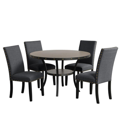 Furniture Crispin 48" Round Melamine Wood Dining Table in Gray